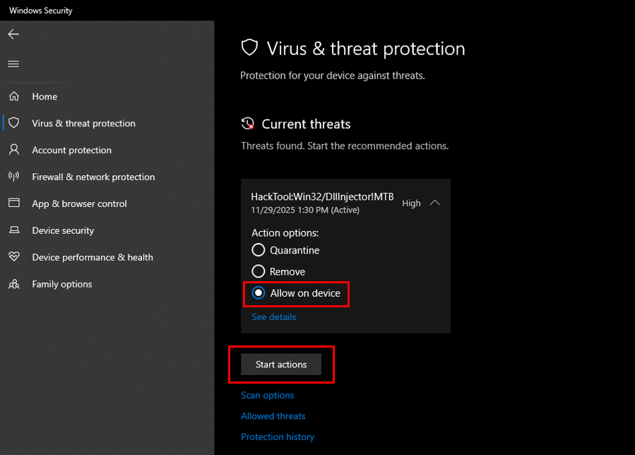 Hướng dẫn xử lý Windows Defender khi mod skin