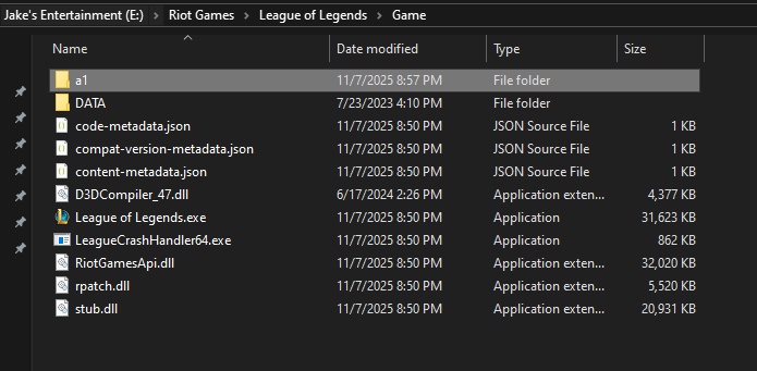 Hướng dẫn tạo thư mục a1 trong thư mục Game của League of Legends