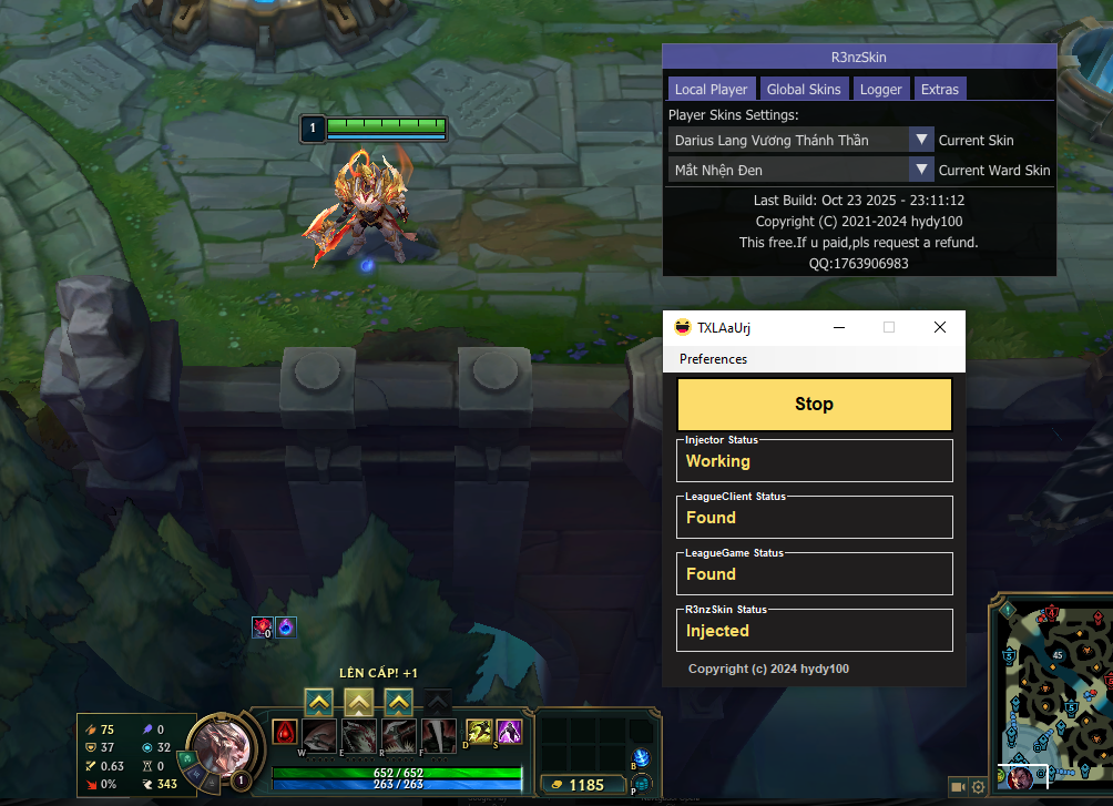 Hướng dẫn chọn skin và sử dụng phím tắt trong game